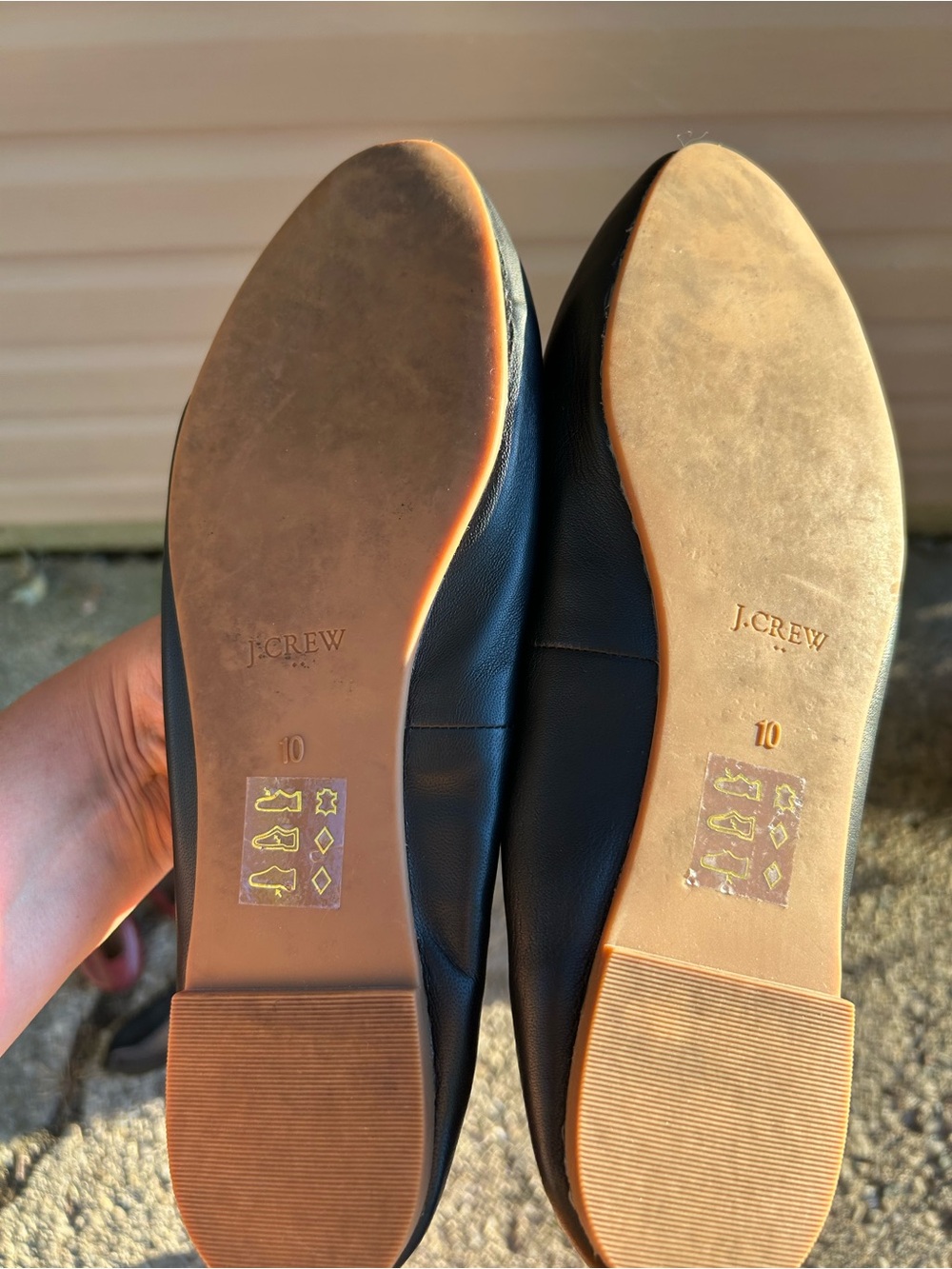 J. Crew Black Leather Ballet Flats Minimalist Size 10 Career Casual